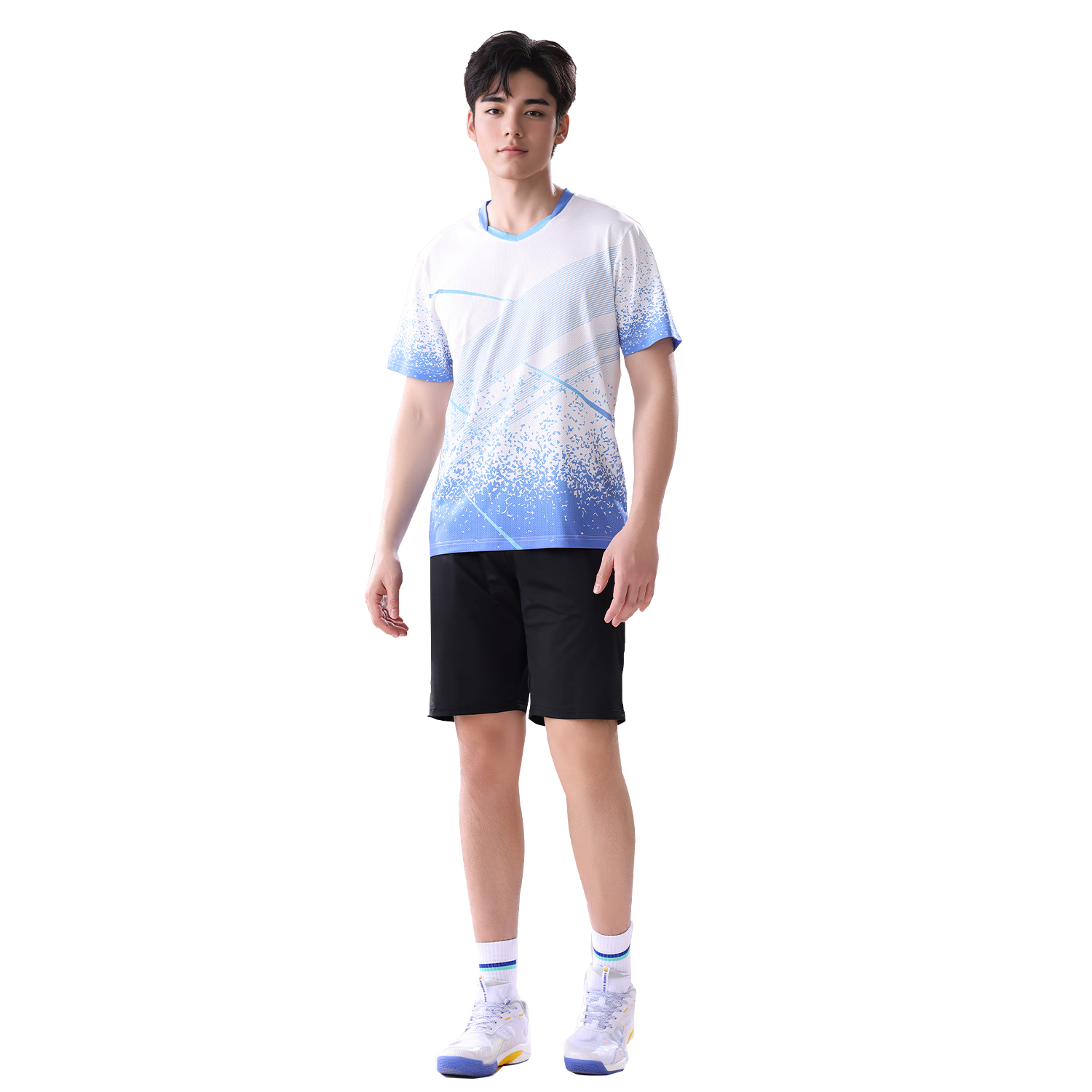 FANDIMU Badminton Outfit for Men And Women, Sports Set for Fitness, Running, Track And Field Training, Seagull - Short-Sleeve Two-Piece Set - Men's XL