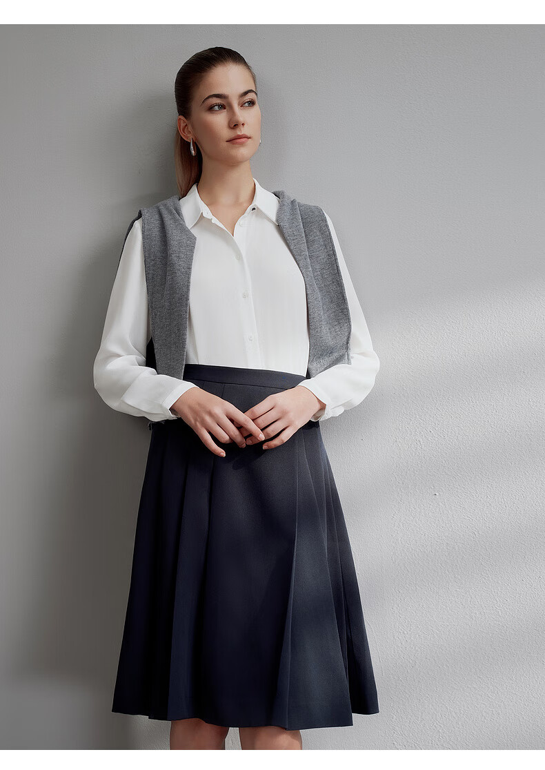 G2000 Multi-Dimensional Elasticity/Mall-Matching Women's Clothing, Spring And Summer Casual Versatile A-Line Skirt, Black, S/34 3