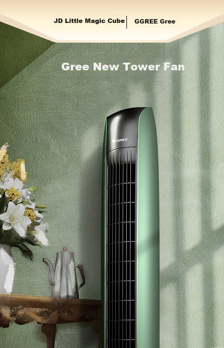 GREE [Negative Ion Fresh Air] Easy-To Remote Control Electric Fan Tower Fan Energy-Saving Quiet Low Noise Home Floor-Standing Fan Remote Control Tower Fan FL-08X65Bg 1