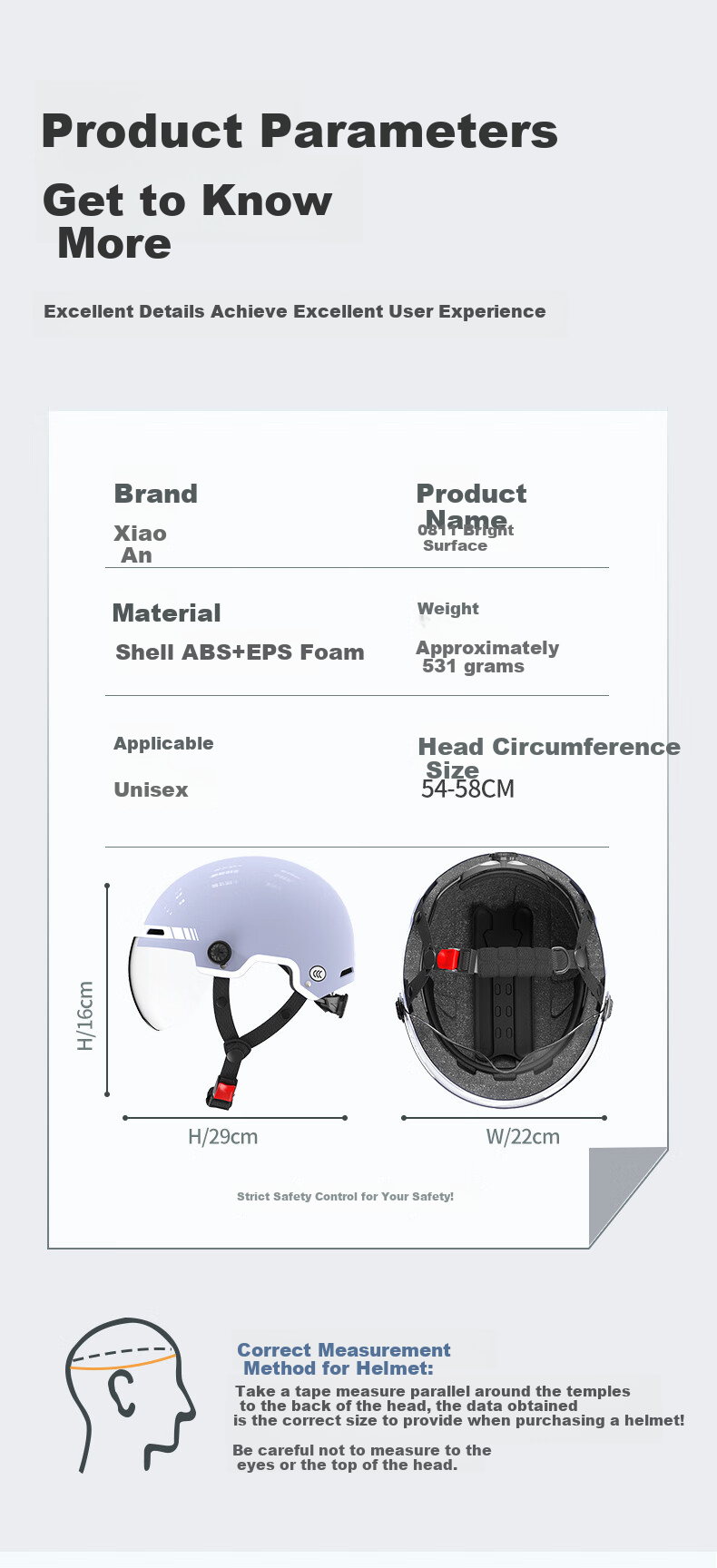 Xiaoan Electric Bicycle Helmet, 3C Certified, Summer Unisex Motorcycle Riding Half Helmet, Suitable for Electric Scooters And All Seasons, Safety Helmet, Pearl White 0811M, Head Circumference 54-58CM 19