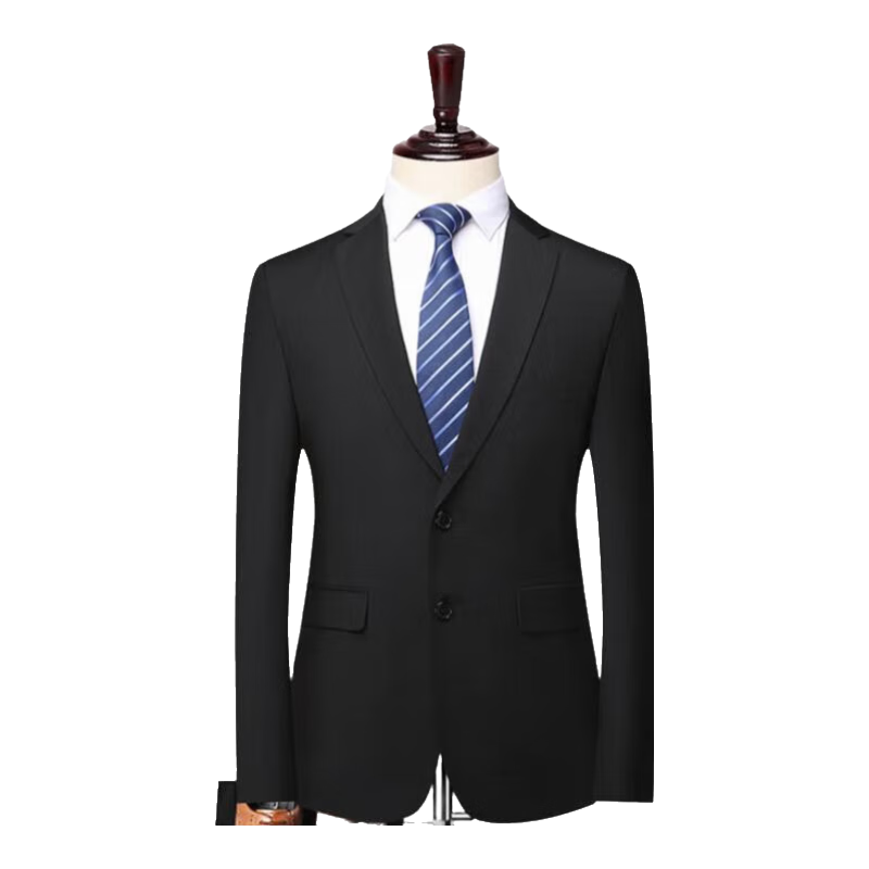 ROMON Men's Business Slim Fit Suit Set Single Button Blazer Dark Navy L