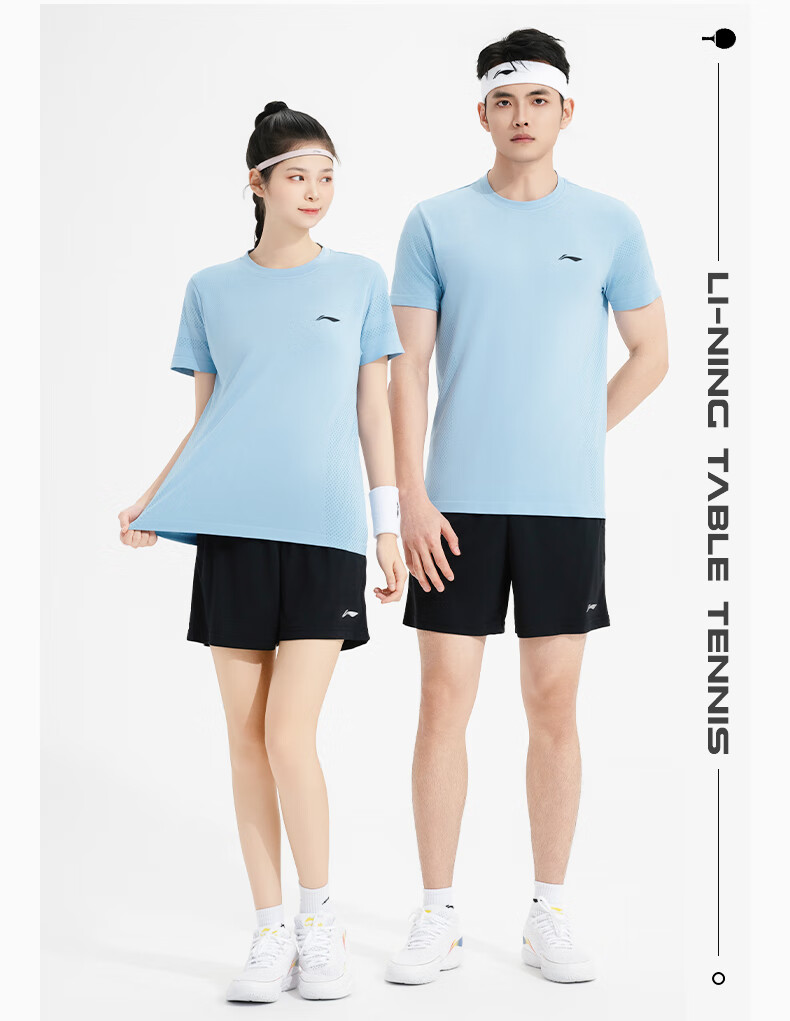 LI-NING Table Tennis Short Sleeve Shirt Badminton National Team Competition Sportswear Quick-Dry Set Men/Women Two-Piece Set 8