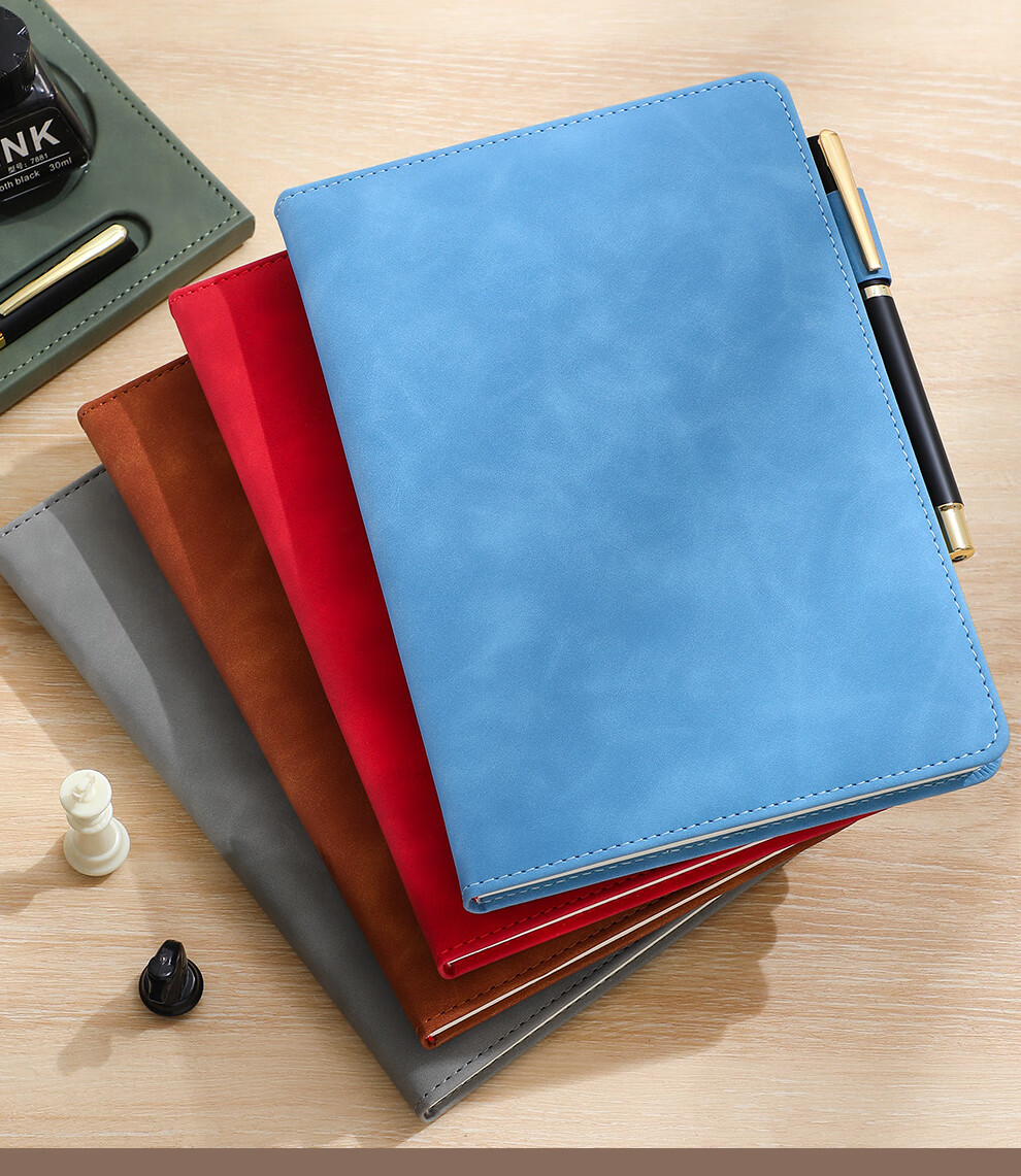 Jiaranheng Notebook B5 Thick Journal, Business Skin-Feel Leather Cover Notebook, Work Diary, Meeting Record Book, Office Stationery, Customizable, Gray 11