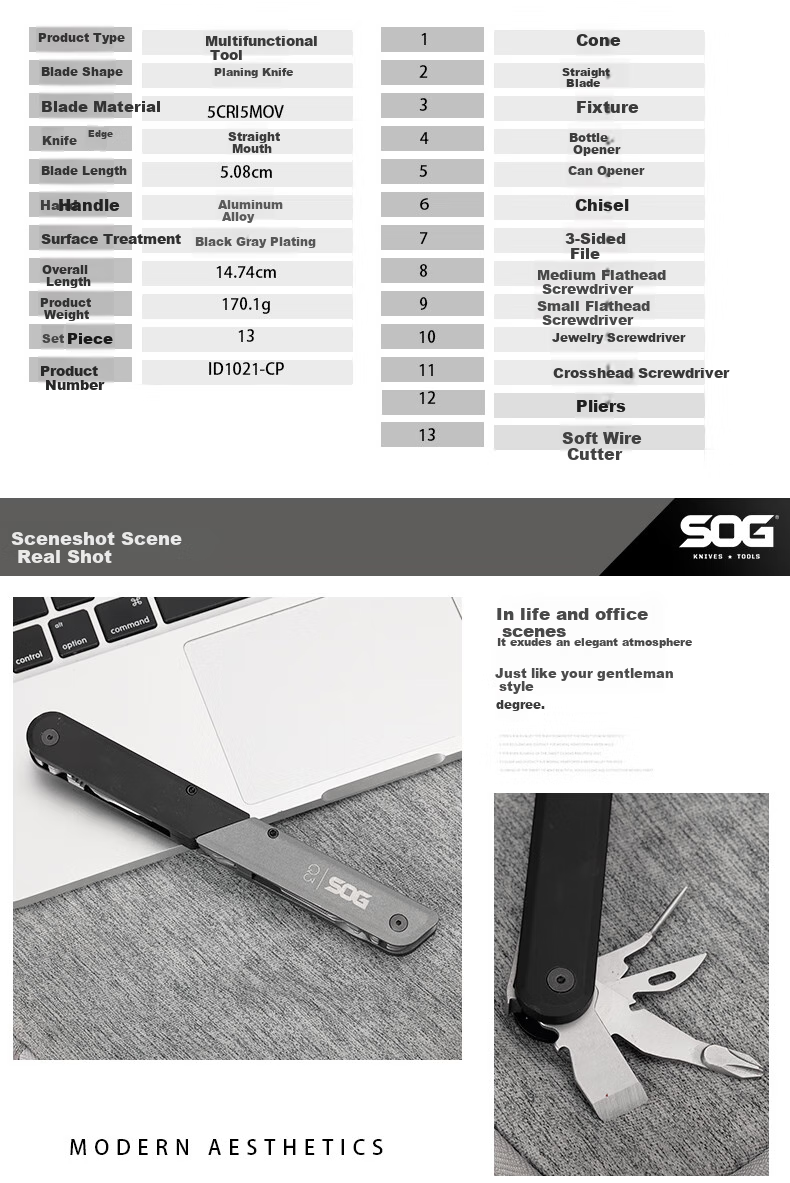 SOG Multi-Functional Tool Pliers, Tactical Pen-Shaped Folding Knife, Outdoor Survival Emergency Rescue Equipment Q3 Series 3