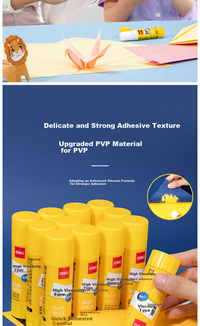Deli [Lowest Price Online] 36g High-Adhesive PVP Solid Glue Stick, Strong Adhesion, Formaldehyde-Free Quick-Drying Durable Glue Stick, Student Stationery, 12 Pieces, Office Supplies, 27052 5