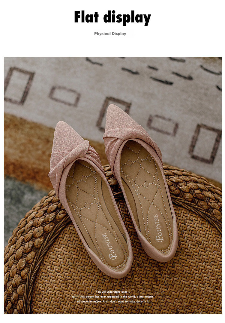 Pounise Women's Single Shoes, Korean Style, Large Size Boat Shoes, Flat Soft Sole, PQM-02, Pink, 39/245(1.5) 17