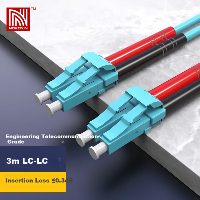 Nokoxin Telecom-Grade 10 Gigabit Multi-Mode Dual-Core Fiber Optic Patch Cable OM3 Multi-Mode Dual-Core Bend-Resistant Pigtail Fiber Optic Module Data Core Computer Room Communication Connection Fiber Optic Pigtail LC-LC, 3 Meters
