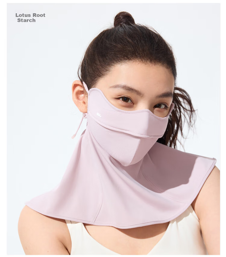 Beneunder Full Face Sun Protection Mask for Women, Neck Guard UV Protection Face Mask in Gray Lotus Pink AL342 13