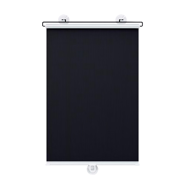 Fuju Sunshade Thermal Insulation Curtain Full Blackout Privacy Protection No-Drill Suction Cup Telescopic Roller Blind 58x125cm Black