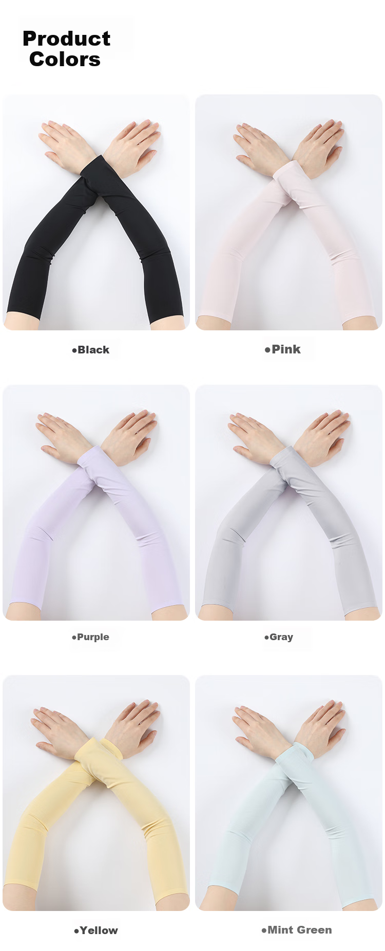 JIUMU Ice Silk Sun Protection Arm Sleeves for Women, Summer Driving Cycling Cooling UV Protection Arm Covers 8