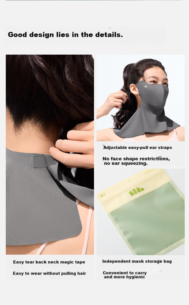 Beneunder Sun Protection Neck Gaiter for Women, UV-Resistant Face Mask, Sun Protection Face Covering, Mountain Gray AL219 12