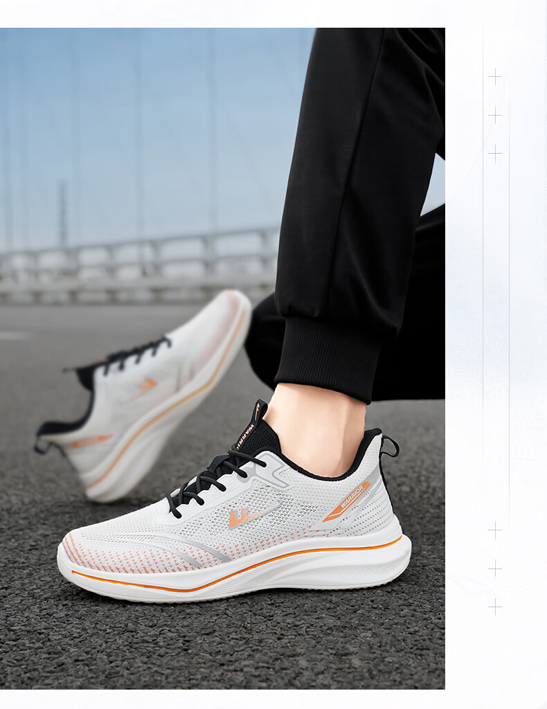 Warrior Men's Sports Shoes Lightweight Breathable Running Shoes Casual Soft Elastic Sneakers White Orange Size 39 12