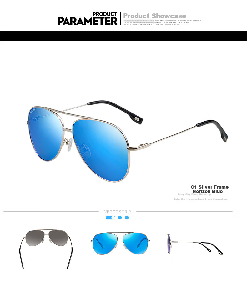VEGOOS Men's Classic Aviator Frog Sunglasses Stylish Driving Sun Protection UV Sunglasses Gift 3107 10