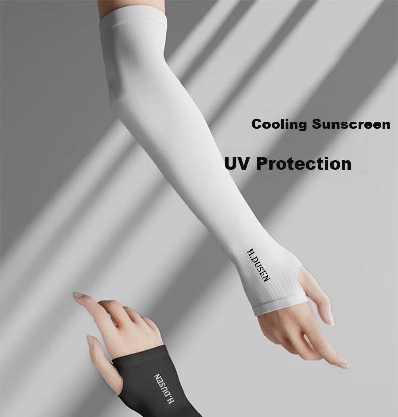 YUZHAOLIN Sun Protection Gloves, Ice Silk Sleeves for Women And Men, Driving Fishing Summer Cycling Arm Sleeves, Black, 2 Pairs 1