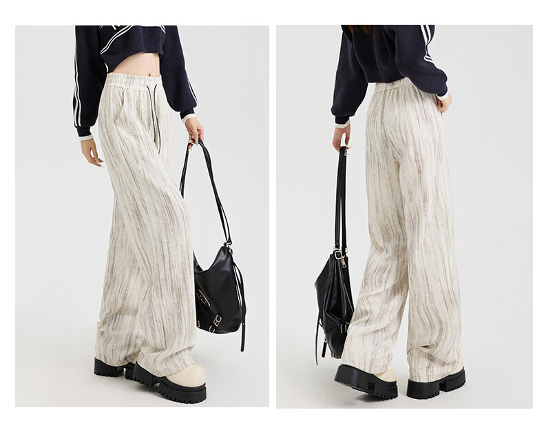 Jeanswest Women's Summer High-Waist Slimming Wide-Leg Straight Casual Sports Cargo Pants Pink XL 10