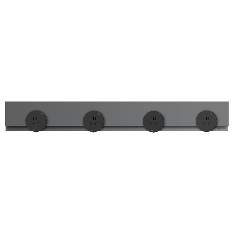 BULL Invisible Track Socket, Movable Power Strip, Track-Type Power Outlet, Sideboard Switch Socket Panel, Ultra-Thin GB7, 75cm + 4 Five-Hole GB7, Distant Mountain Gray