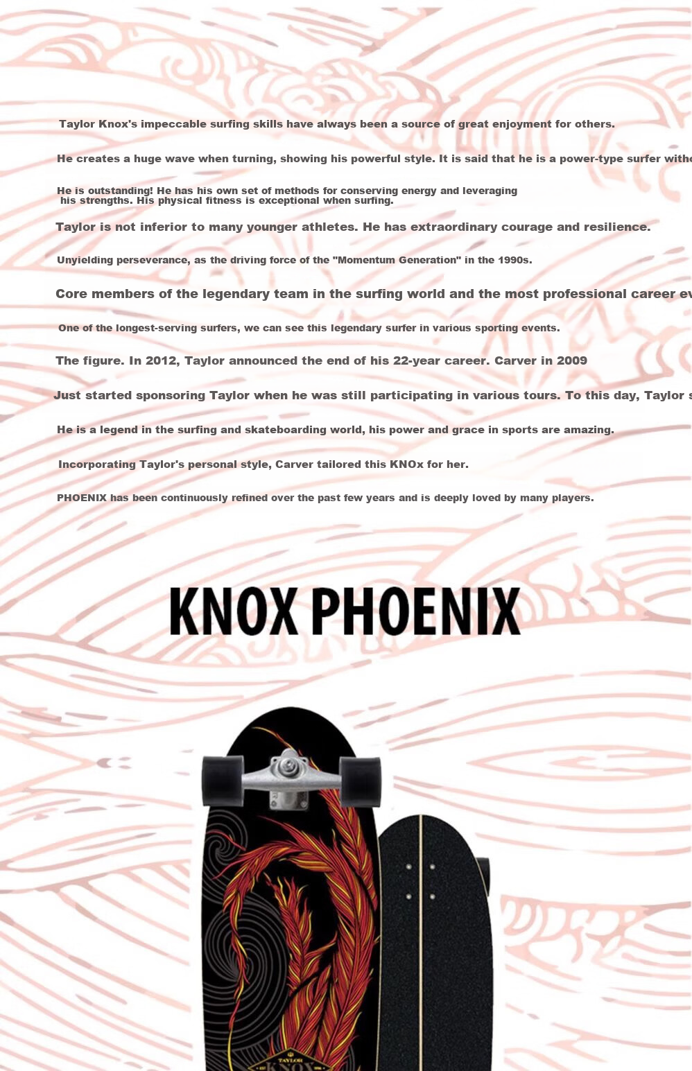 Carver Land Surfboard [Gift Box Edition] Taylor Knox Signature "Red Feather" 31.25-inch PU Truck 4