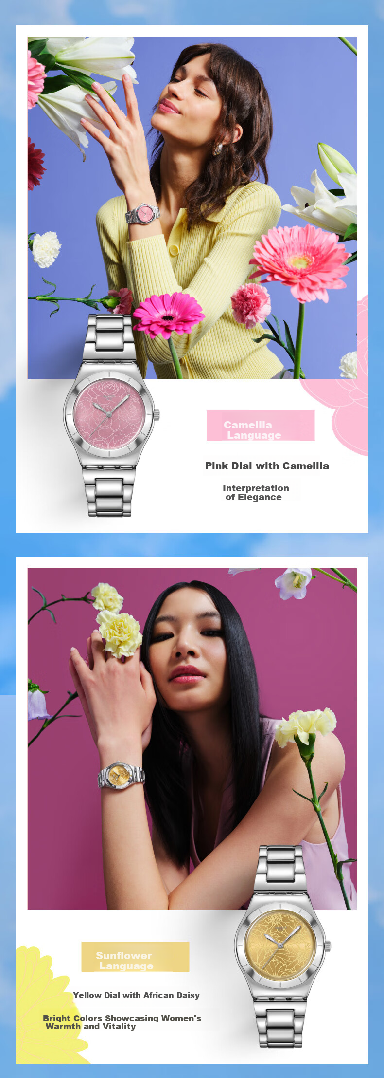 Swatch Swiss Watch, Metal Quartz Ladies Wristwatch, Gift for Girlfriend Or Wife, Holiday Present, Magnolia Language 2