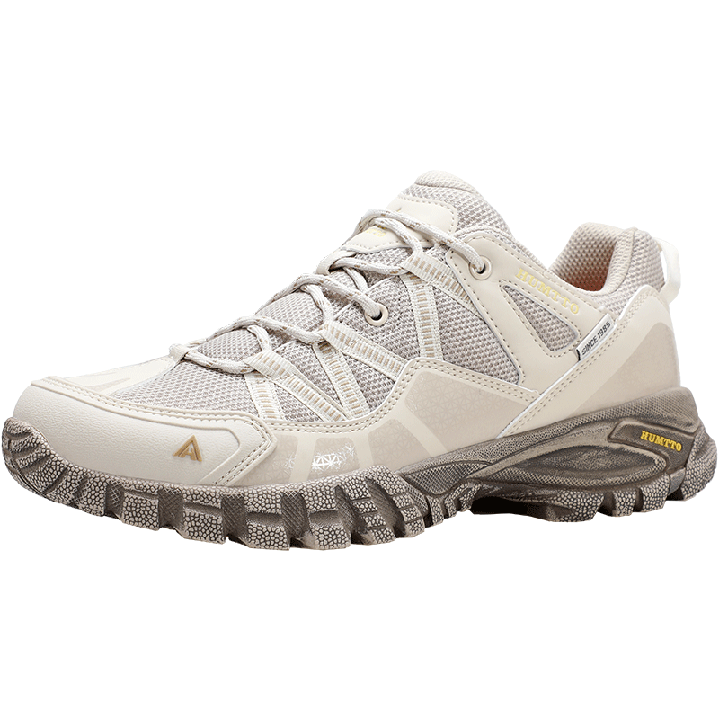 HUMTTO Mesh Hiking Shoes, All-Season Comfortable Breathable Trekking Shoes, Urban Outdoor Casual Men's Shoes, Sand Yellow, Size 43