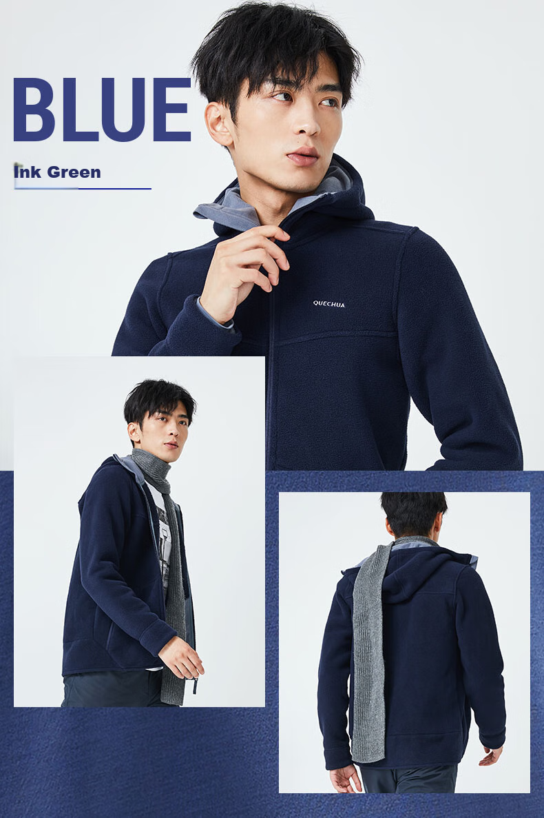 DECATHLON Outdoor Warm Thick Fleece Jacket for Men, Plush Lined Cardigan, QUECHUA 2646982 XL 5