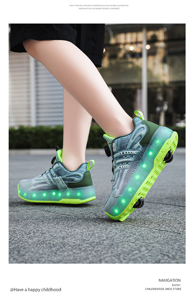 BKG Boys' Autumn New Breathable Mesh Sports Roller Skates for Students, Girls' X25533-B15 18