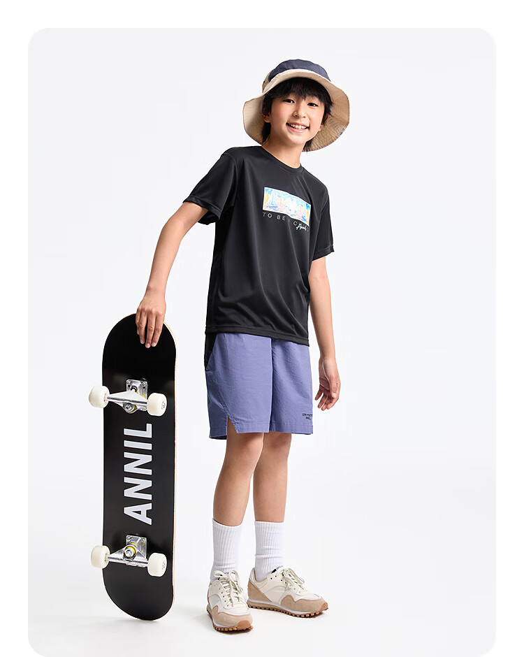Annil Boys' Shorts, 2025 Summer New Style, Pure Cotton Pants, Casual Breathable Mid-Length Shorts, Jacquard Five-Point Shorts 13