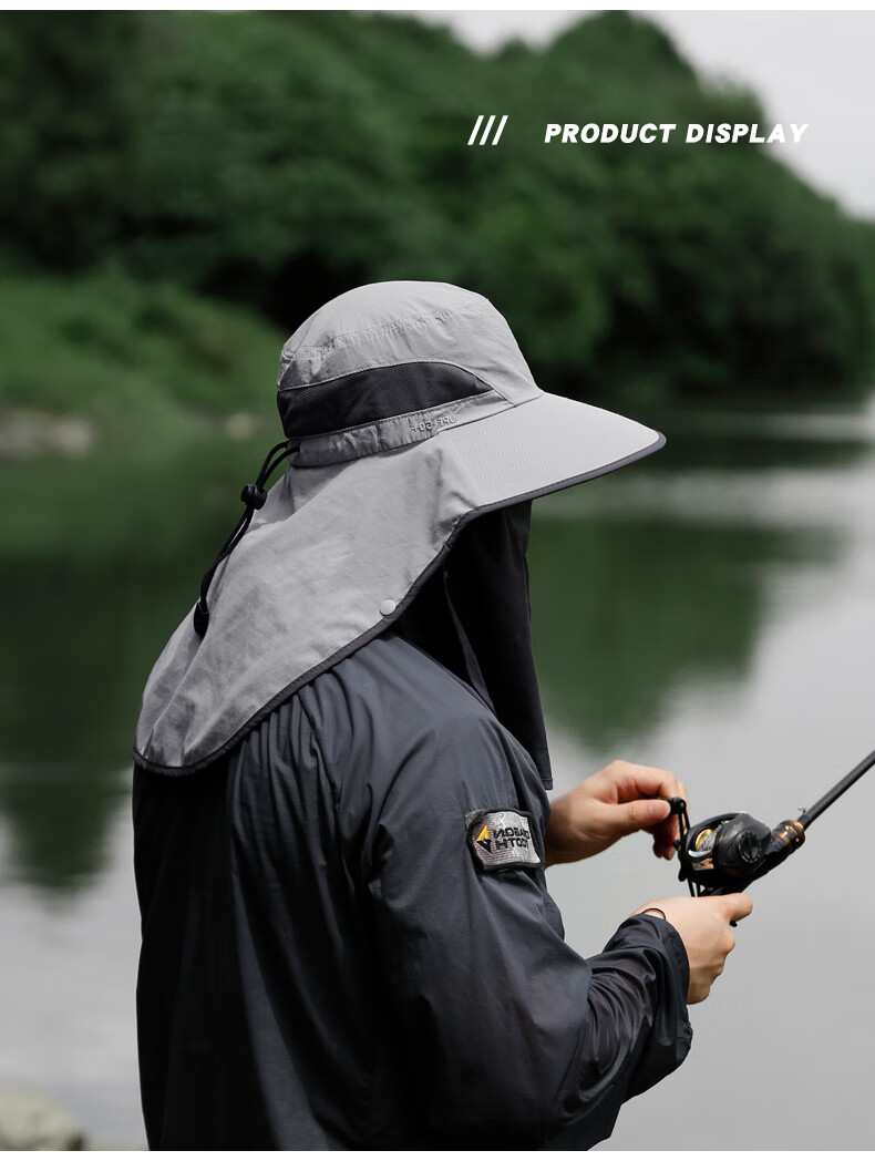 Zhanshuniao (Full Face Coverage) Fishing Sun Protection Hat for Men, Large Head Circumference, Sun Visor, Outdoor Fisherman Hat, UV Protectio 3