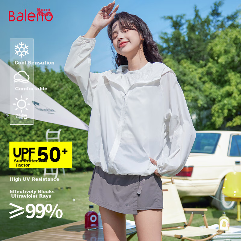 Baleno UPF50+ Cooling Hooded Sun Protection Jacket for Women, New Summer 2025 Lightweight Breathable UV Protection Top Coat