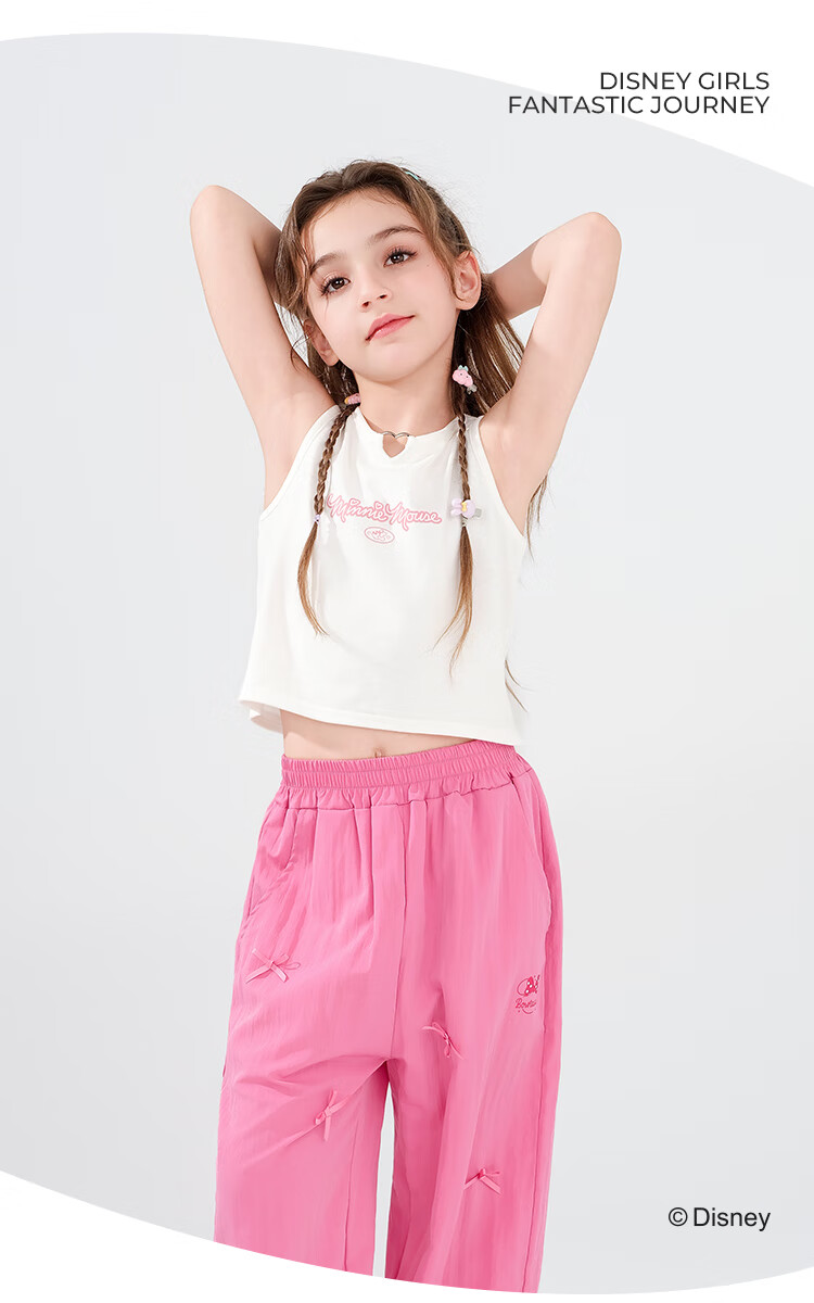 Disney Princess Summer Thin Vest for Girls, Sweet and Cool Sleeveless Tank Top, Breathable and Versatile, White, Size 160 1