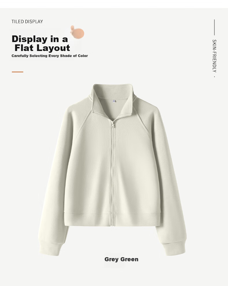 MJ STYLE Stand-Collar Cardigan Jacket for Women, Spring And Autumn 2026, Loose-Fitting Casual Versatile Short Style, Petite Sporty Long-Sleeve Top 16