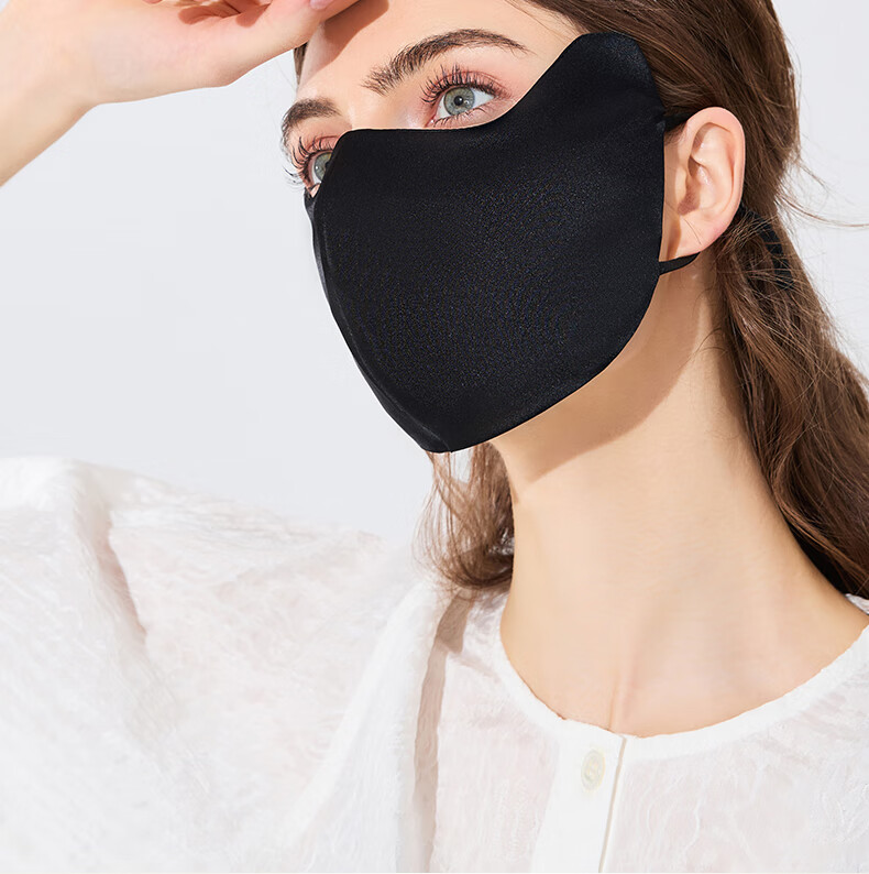 FANCET 100% Mulberry Silk Face Mask for Women Spring Summer Eye Protection Breathable UV Sun Protection Face Cover 10