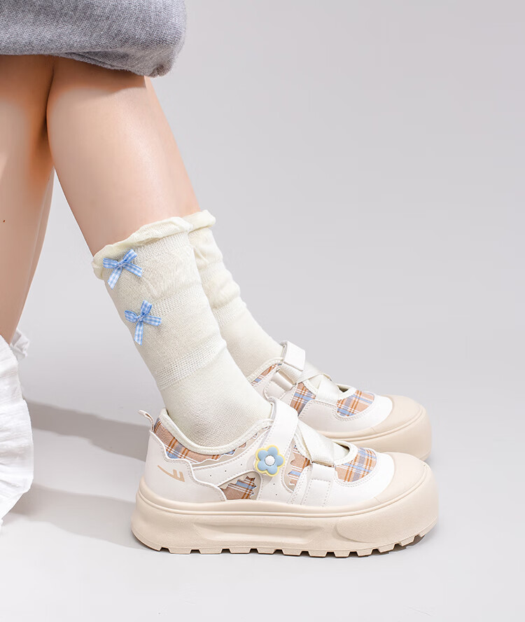 Warrior Women's New Thick-Soled Casual White Sneakers L643C White/Pink Size 36 7