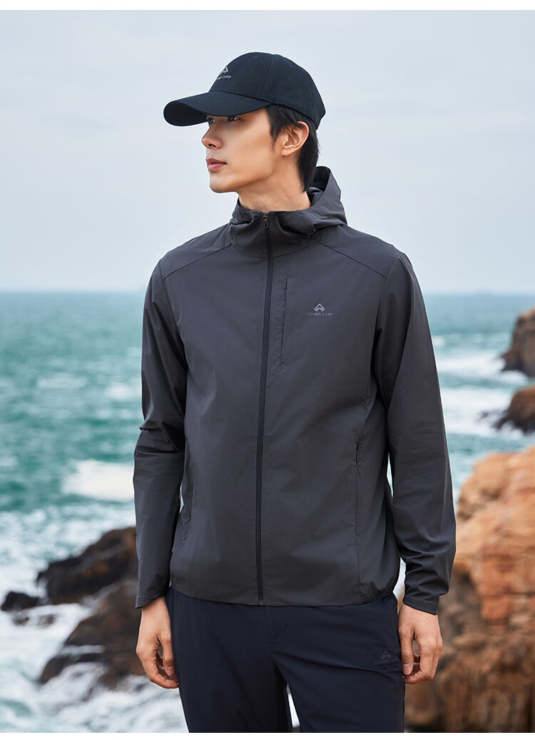 Pioneer Camp Ice Vein Sun Protection Jacket for Men, Summer Outdoor Cool-Feeling Breathable Hooded Long-Sleeve UV-Resistant Fishing Sports Sun Protection Thin Coat 11