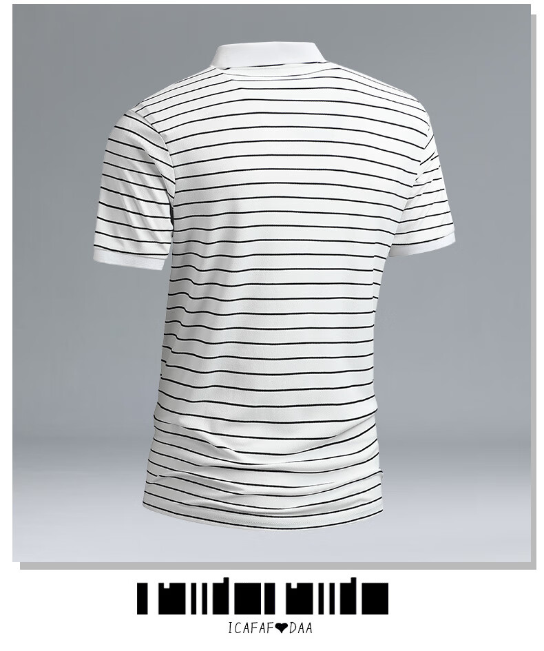 ROMON Men's Short Sleeve Polo Shirt Summer Ice Silk Business Cool Stretch Slim Breathable Collared Quick-Dry T-Shirt 8