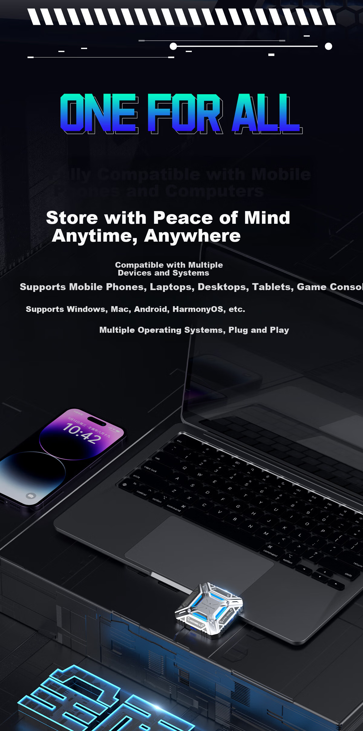 FANXIANG 1TB Portable Solid State Drive (PSSD), PD Power Supply, Magnetic Phone Direct Connection, Laptop External Hard Drive, 2050MB/S PS2003 11