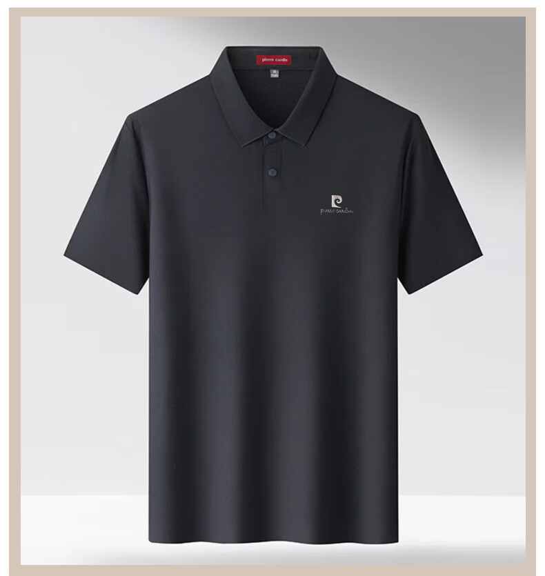 Pierre Cardin Men's Ice Silk Short Sleeve Polo Shirt Business Casual Stretch Collar T-Shirt Light Gray 3XL (56) 12