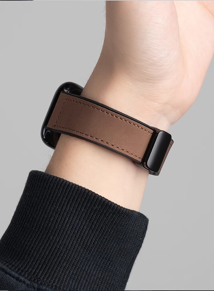 Iboann Compatible with IQOO WATCH GT Strap, Crazy Horse Leather Texture, Vivowatchgt Watch Strap, Magnetic New Folding Buckle Leather Band, Sports Replacement Accessory for Men And Wome 4