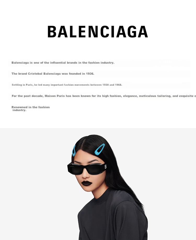 BALENCIAGA Parisian House Kailun Sunglasses, Square And Round Cat Eye Frame, Sunglasses for Men And Women, Gift BB0102SA-001 6