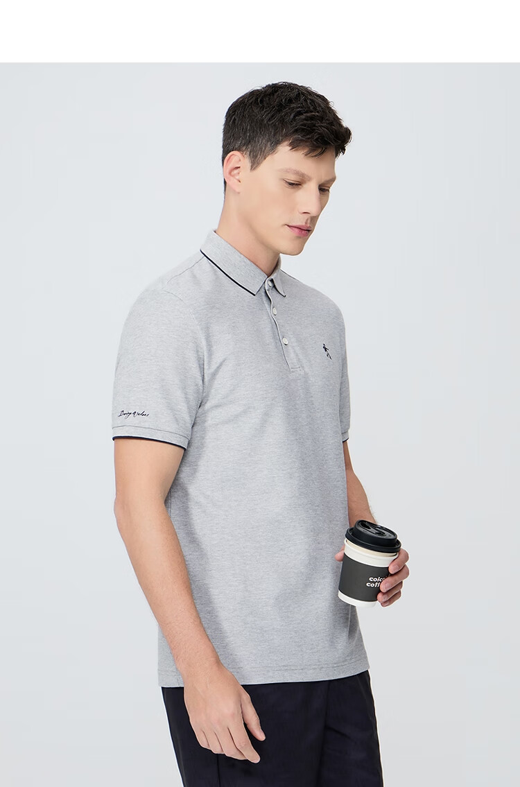 DANCING WOLVES [7A Antibacterial 2A Anti-Mite] Cool And Shape-Retaining Collar Breathable Men's Short Sleeve POLO, 102 Navy Blue, 2XL(185) 16