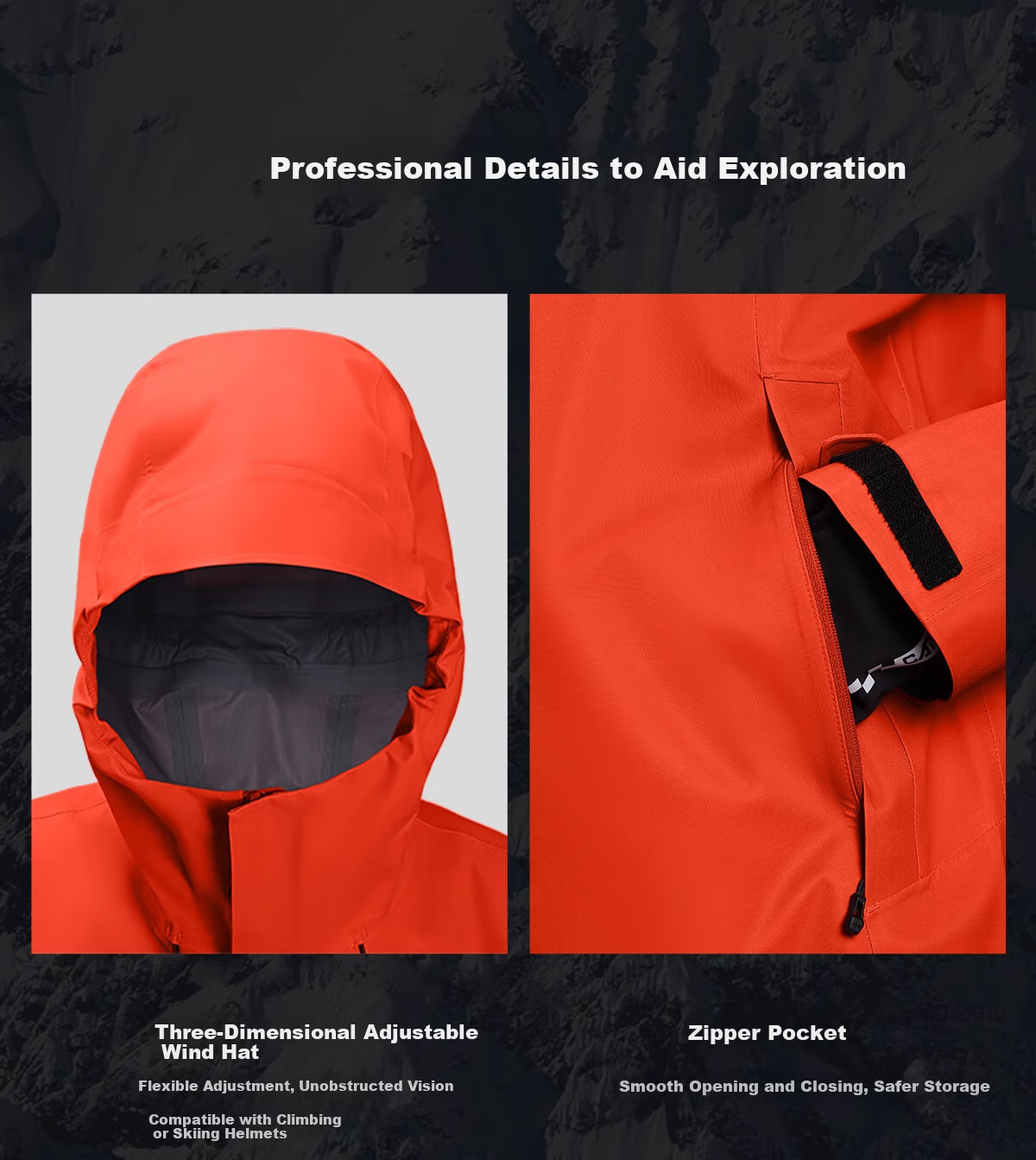 CAMEL Outdoor Hardshell Jacket for Men And Women, 3L Waterproof Rainproof Mountaineering Coat, Professional Storm Protection, Model 1864, Size L 16