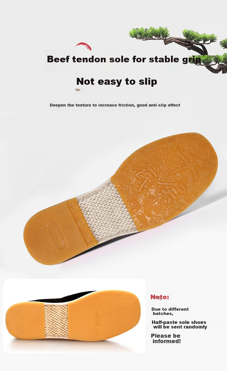 YUZHAOLIN Traditional Beijing Cloth Shoes, Handmade with Thousand-Layer Sole, Slip-On Loafers, Casual Comfortable Footwear for Men, Y1S-1003, Size 43 7