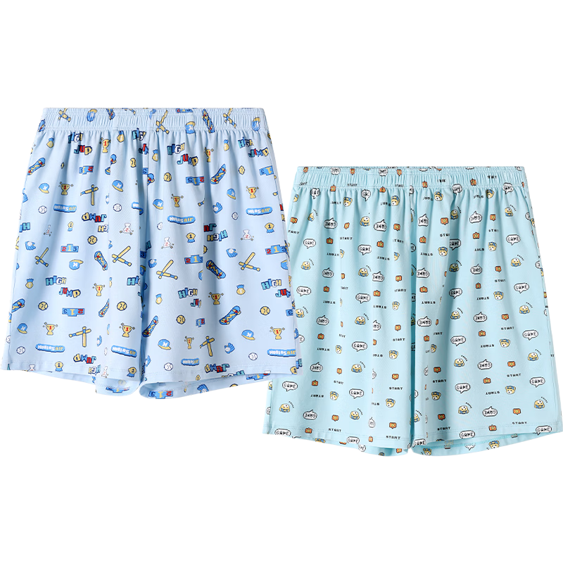 Jiusuiban Children's Sleep Shorts, Boys' Spring And Summer Cartoon Thin Arlo Pants, Big Kids Extended Style Boxer Briefs Shorts, 2-Pack