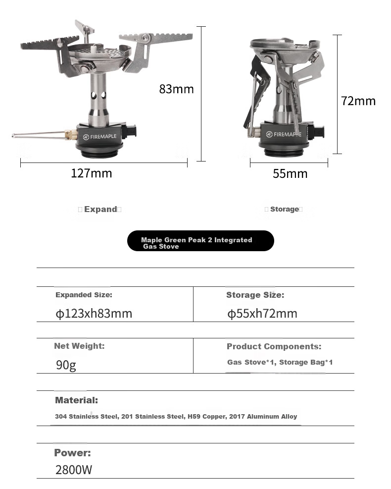 FIRE-MAPLE Integrated Gas Stove in Dark Gray, High-Altitude Cold-Resistant Gas Burner Head, Foldable Windproof Electric Ignition Gas Stove 8
