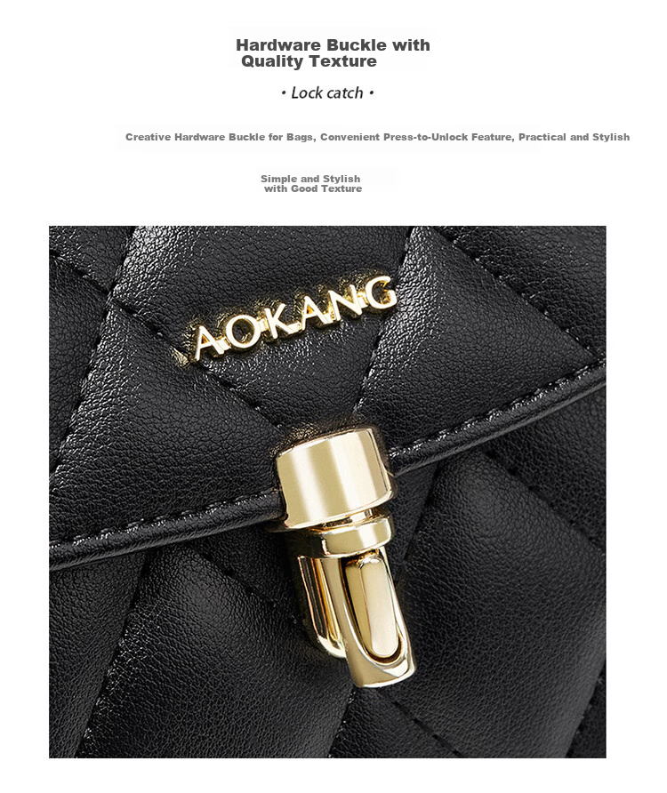 Aokang Women's Handbag, Cowhide Leather, Trendy Diamond Pattern Chain Bag, Light Luxury Crossbody Shoulder Bag, Birthday And 520 Gift for Girlfriend Or Wife 5