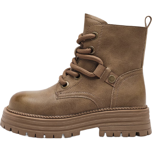 DAPHNE Brown Retro Martin Boots for Women, Autumn And Winter Fleece-Lined Shoes, 2025 New Style Autumn Outdoor Work Boots, Yellow High-Top Ankle Boots
