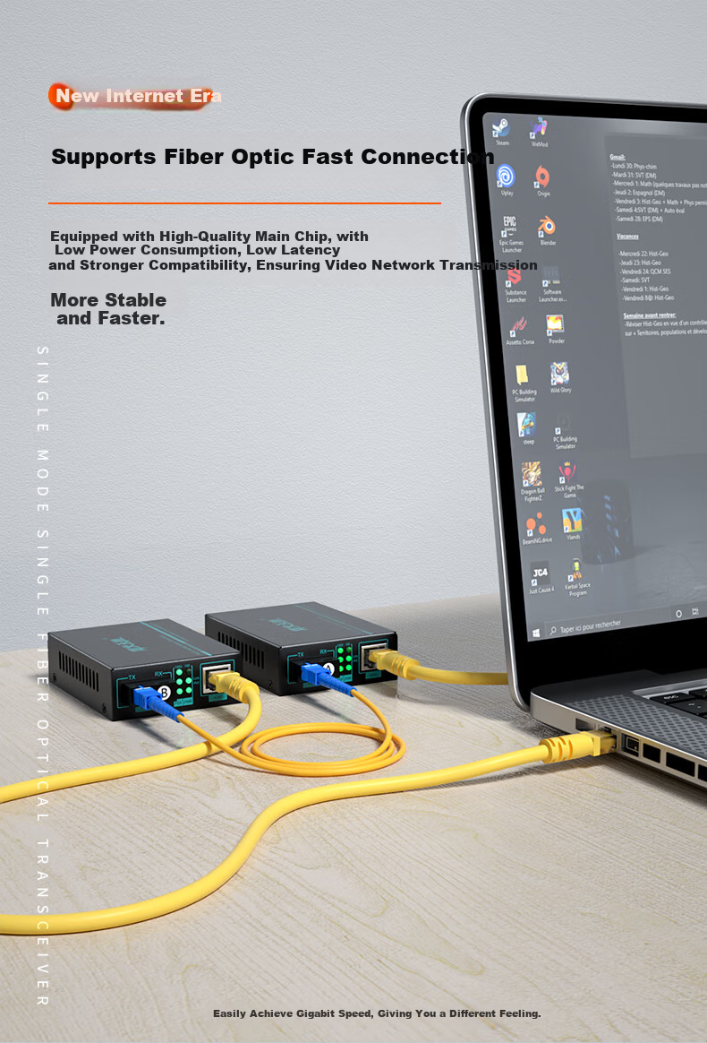 Fenghuotiancheng, Fast Transmission Grade, SC Gigabit Single-Mode Single-Fiber Optical Transceiver, 2km Fiber Optic Converter, FH-MXX 1 Pair Set 4