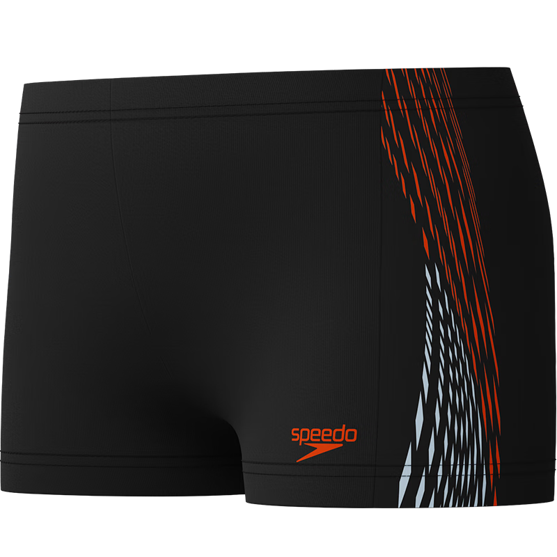 Speedo Kids Swim Trunks Swim Dare Series Youth Boys Training Printed Square Leg Swimwear UV Protection Chlorine Resistant Black/Orange Size 5-6
