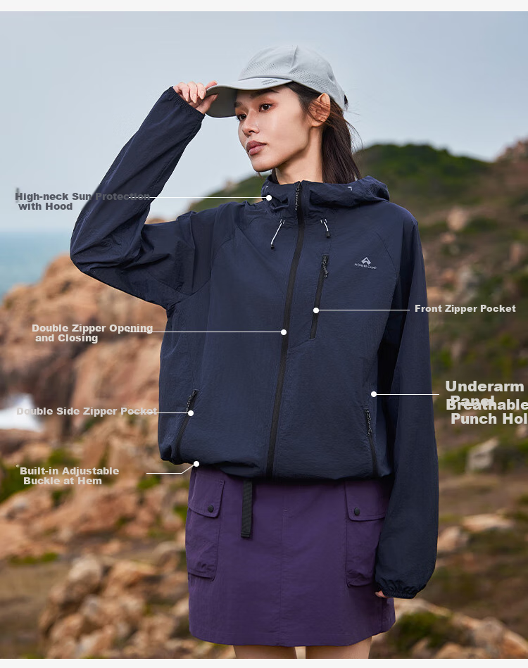 Pioneer Camp Ice Butterfly Outdoor Sun Protection Jacket for Men, Summer Lightweight Breathable UV Protection Fishing Sun Protection Clothing, Twilight Purple, XL 3