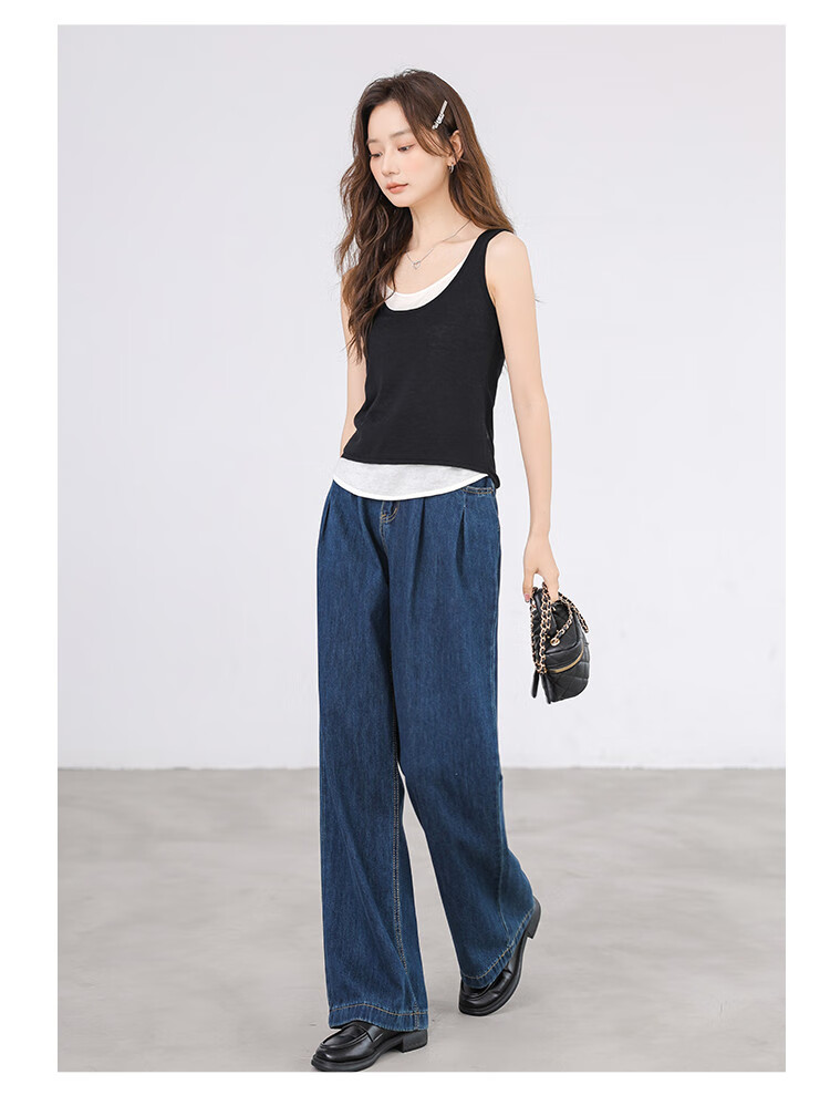 NOMe Snowflake Cotton Faux Two-Piece Loose Vest for Women, Outer Wear, 2026 Summer Stylish Simple Sleeveless Top, Black, M 3