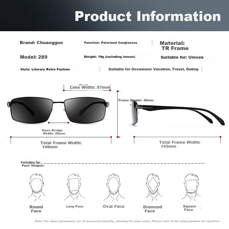 Chuangguo 2026 New Polarized Sunglasses for Men, UV Protection, Anti-Glare, Driving Glasses for Nearsightedness, High-Definition Sunglasses 24